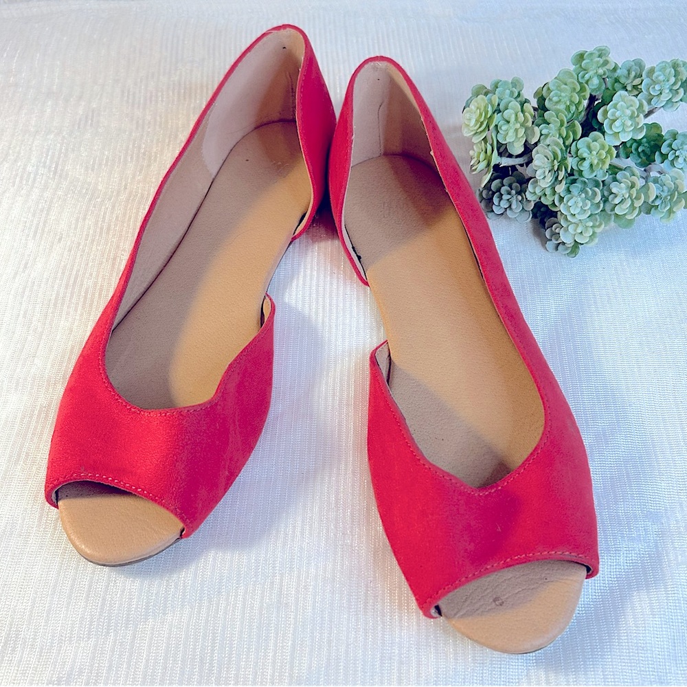 H&M hot pink peek toe flats Size 8 shoes